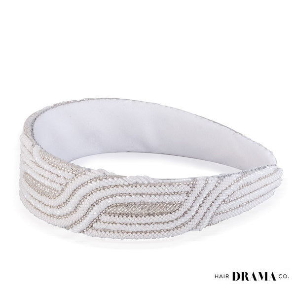 Embellished Flat Band - White