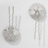 Set of 2 Floral Pearl U Pins - Silver