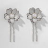 Set of 2 Floral Pearl U Pins - Silver