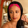 Dark Pink Textured Hair Band with Amor Metal Broach