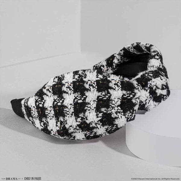 HDC X Emily In Paris Black & White Tweed Knotted Hair Band