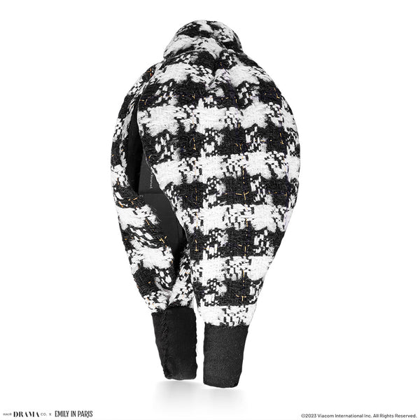 HDC X Emily In Paris Black & White Tweed Knotted Hair Band