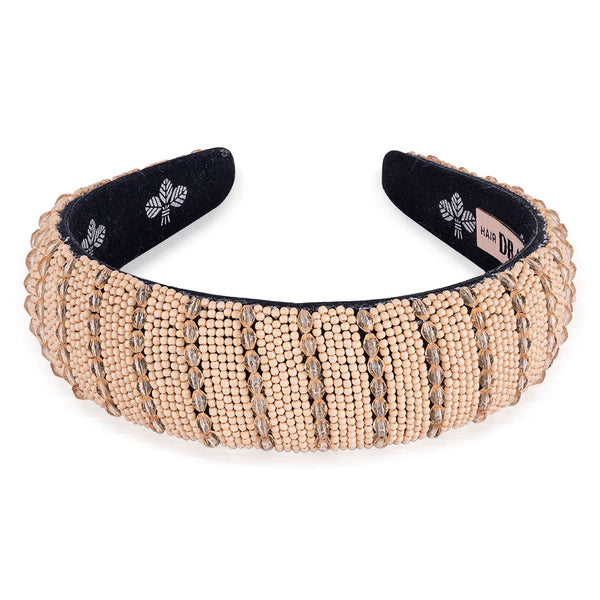 Irina Flat HairBand - Beige & Gold