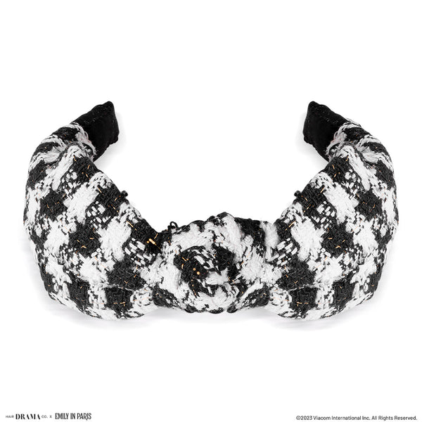 HDC X Emily In Paris Black & White Tweed Knotted Hair Band