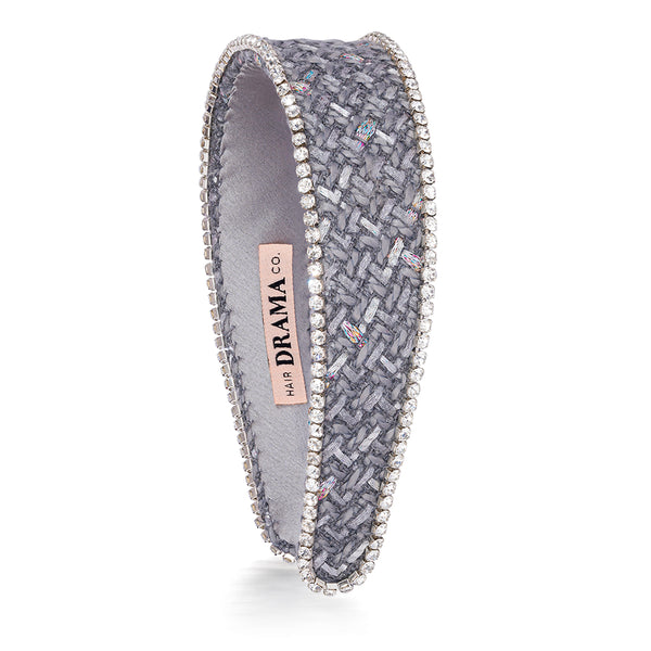 HDC x Emily in Paris Grey Tweed Crystal Flat Hair Band