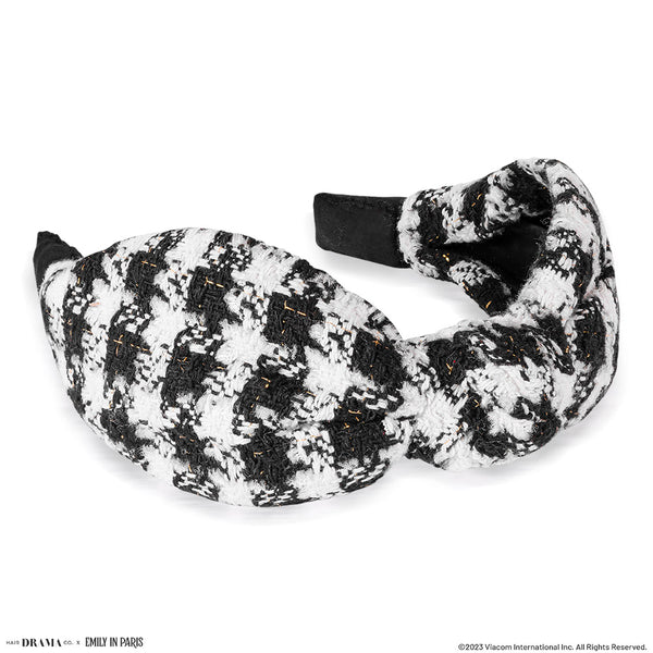 HDC X Emily In Paris Black & White Tweed Knotted Hair Band