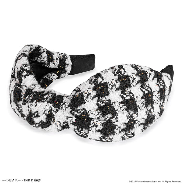 HDC X Emily In Paris Black & White Tweed Knotted Hair Band