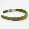 100% Mulberry Silk Puff Hair Band with Rhinestones - Jade Green