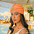 Neon Orange Ribbed Turban with Starfish Metal Broach