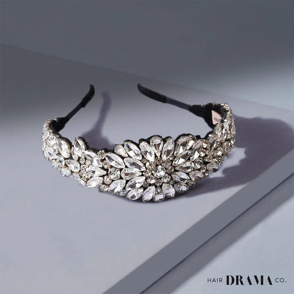 All that Glitters Gift Box with 1 Crystal Hair Band & 1 Rose Hair Band - Silver