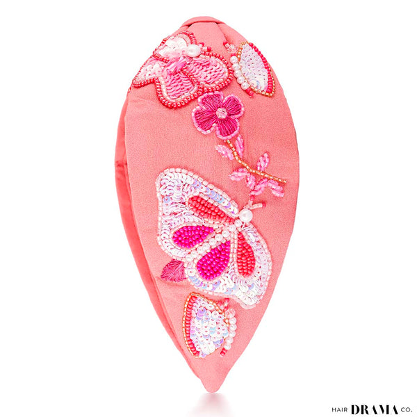 Color me Magic Knotted Embellished Hair Band for Women - Rose Pink