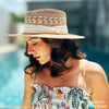 HDC x Emily In Paris Tan & White Woven Straw Flat Brim Hat