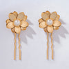 Set of 2 Floral Pearl U Pins - Gold