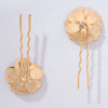 Set of 2 Floral Pearl U Pins - Gold