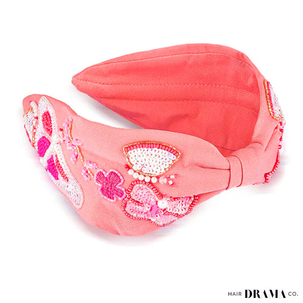 Color me Magic Knotted Embellished Hair Band for Women - Rose Pink