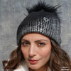 HDC x Emily in Paris Metallic Black Real Wool Beanie with Original Fur Pom-pom & Heart Charm