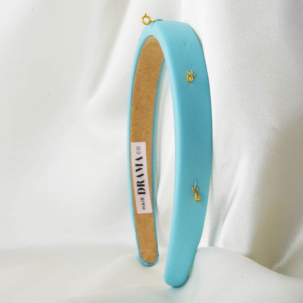 Sky Blue Puff Hair Band - 5 Charms