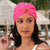 Hot Pink Cutwork Turban with Shell Metal Broach