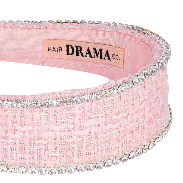 HDC x Emily in Paris Light Pink Tweed Crystal Flat Hair Band