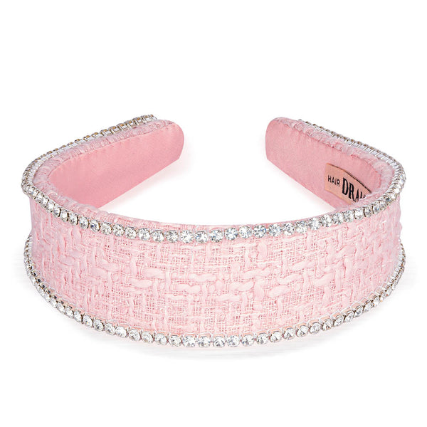 HDC x Emily in Paris Light Pink Tweed Crystal Flat Hair Band