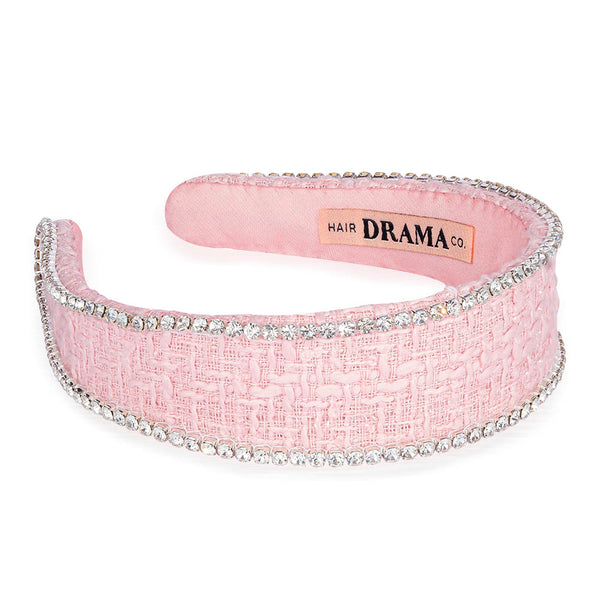 HDC x Emily in Paris Light Pink Tweed Crystal Flat Hair Band