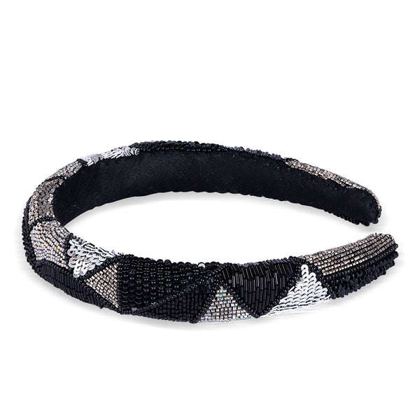Embellished Puff Hair Band - Black