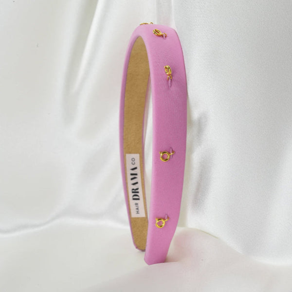 Pink Puff Hair Band - 8 Charms