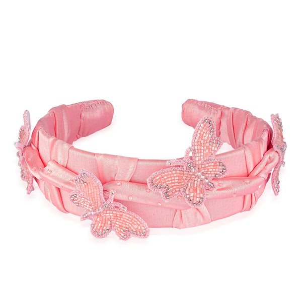 Butterfly Gift Box with 1 Embroidered Hair Band and 2 Hair Pins - Peach