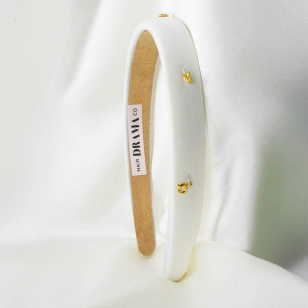 White Puff Hair Band - 5 Charms