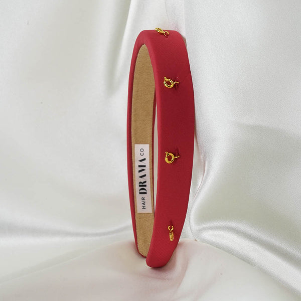 Red Puff Hair Band - 8 Charms