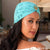 Blue Cutwork Turban with Shell Metal Broach