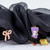 Oversized Organza Scrunchie with Charms - Black