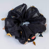 Oversized Organza Scrunchie with Charms - Black