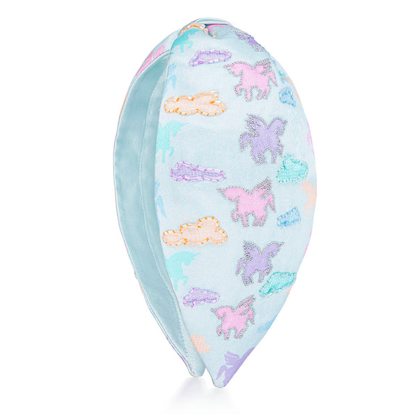 Rainbow Unicorn Knotted Hair Band - Blue