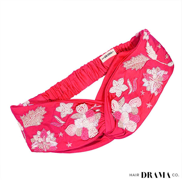 Blossom Embellished Hair Band for Women - Hot Pink