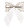 Embellished Crystal & Pearl Hair Bow Barrette Clip - Silver