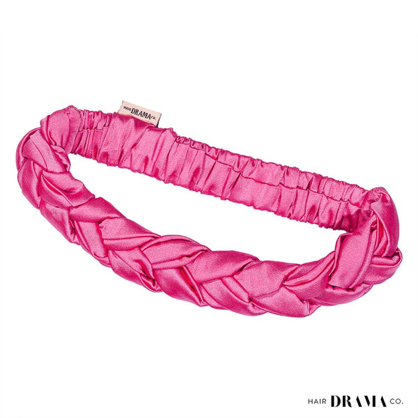 Braided Silk Satin Hair Band for Women - Pink