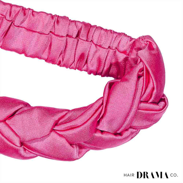Braided Silk Satin Hair Band for Women - Pink