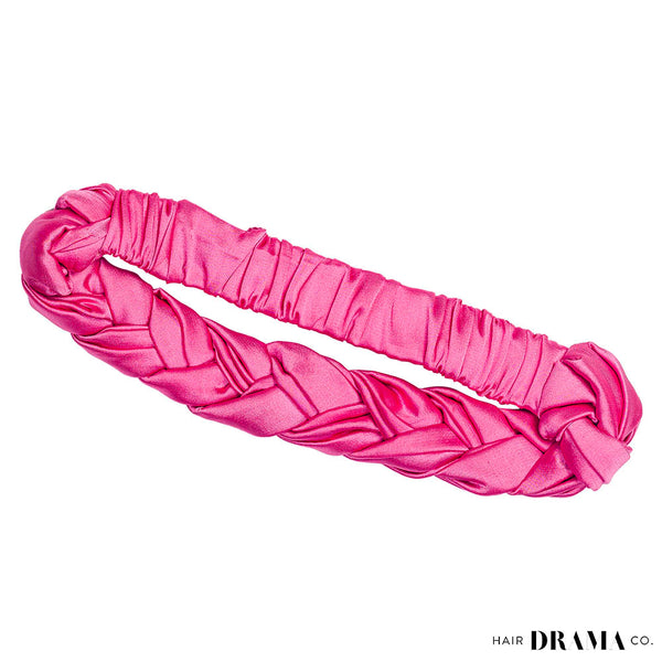 Braided Silk Satin Hair Band for Women - Pink