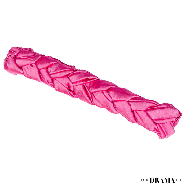 Braided Silk Satin Hair Band for Women - Pink