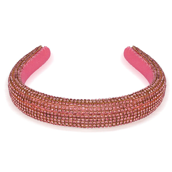 Crystal Puff Hair Band - Pink & Gold