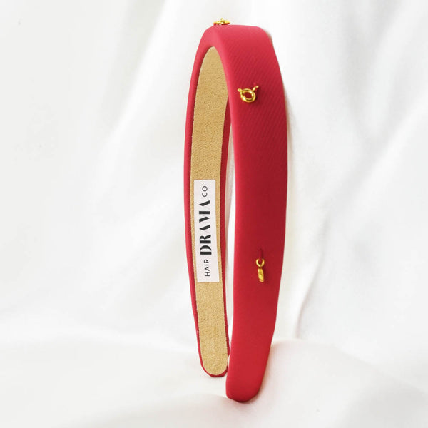 Red Puff Hair Band - 5 Charms