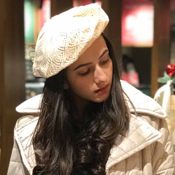 Plain Knitted Beret- Beige