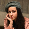Plain Knitted Beret-Dark Grey