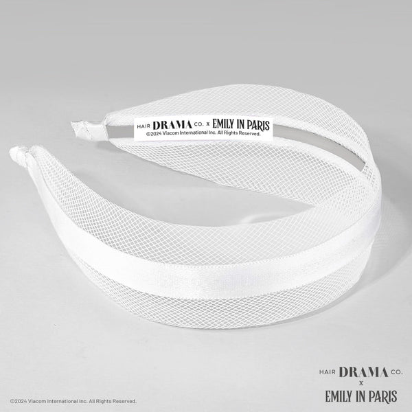 HDC x Emily in Paris Mesh Hair Band with Ribbon - White