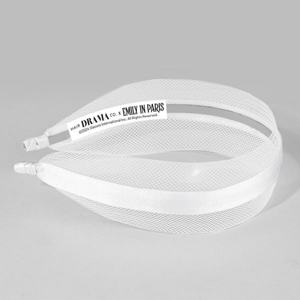 HDC x Emily in Paris Mesh Hair Band with Ribbon - White