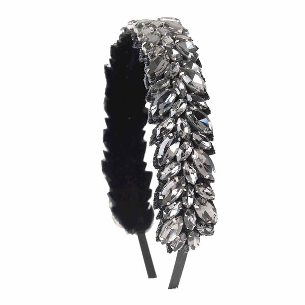 Grey Rhinestoned Headband