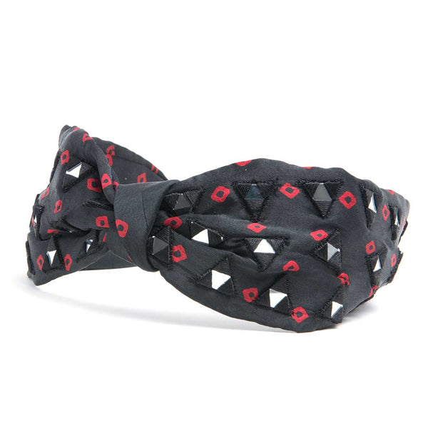 Bandhini with Mirror Work Headband-Black