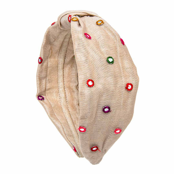 Mesh with mirror work headband-Beige