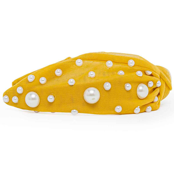 Turmeric yellow pearl hairband